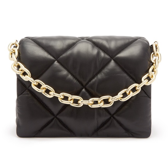 STAND STUDIO Brynnie medium quilted leather shoulder bag in black. - Picture 1 of 10